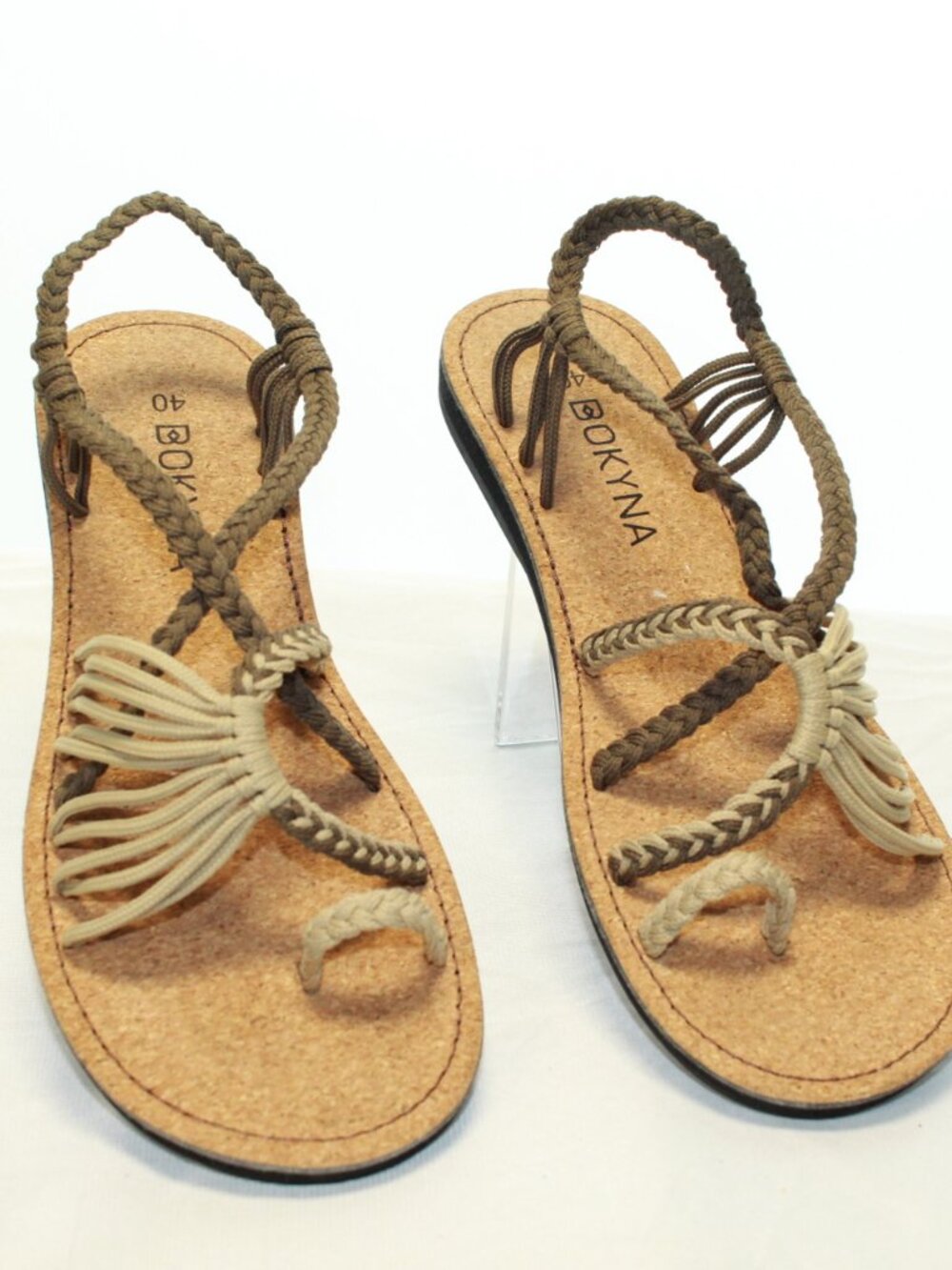 Bokyna Size 40/ US 9 Sand Color Soulmate Braided Strappy Toe Loop Vegan Sandals